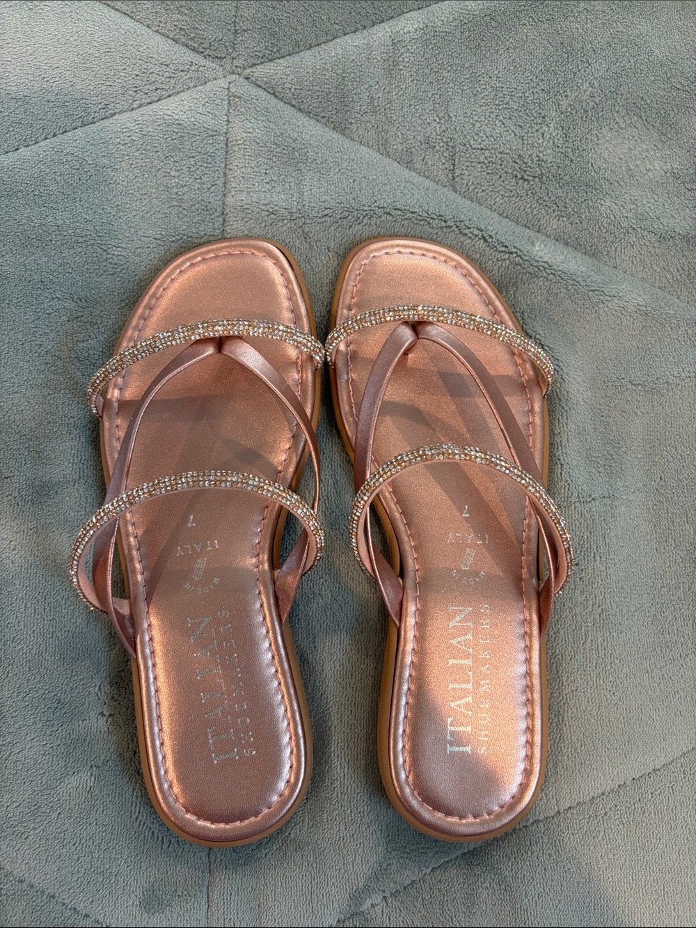 Italian Shoemakers Rose Gold Gem-Embellished Strappy Sandal